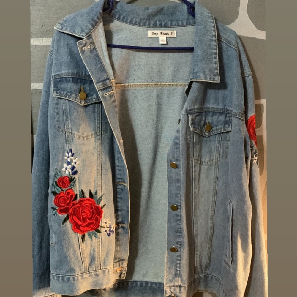 Rose denim jacket.